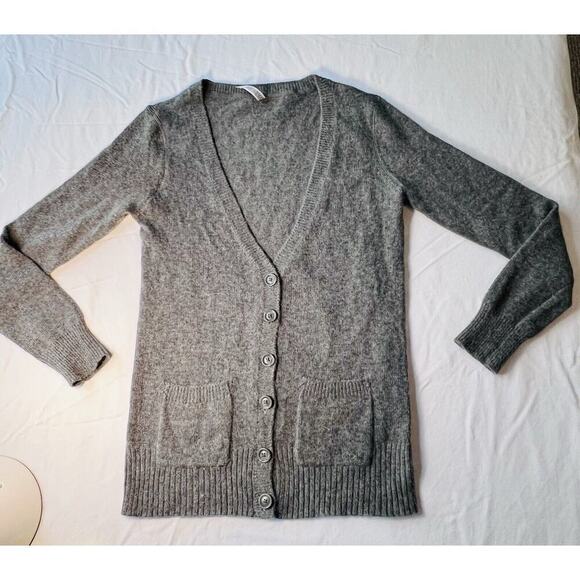Aeropostale Cardigan Sweater 90s Gray Button Front Wool Rabbit Hair Blend MEDIUM - Picture 5 of 7